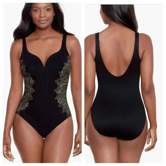 NEW Miraclesuit Petal Pusher Temptress One Piece Swimsuit size 12 - Picture 1 of 12